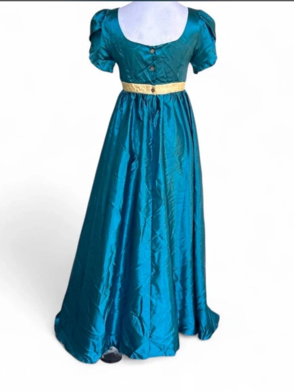dainty Teal and gold maxi dress